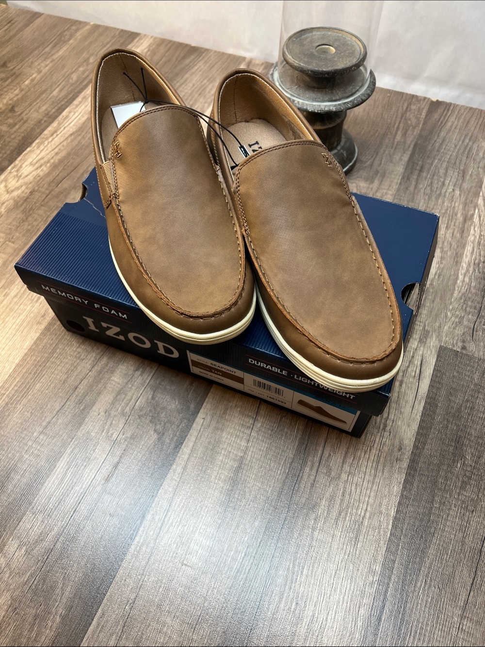 Izod Men's Slip-On Loafers in Brown with Cream Sole